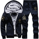 Autumn Men Jacket Set Fashion Embroidered Warm Male Hooded Coat Trends Versatile Top Clothing Locomotive Streetwear Casual Pants