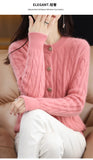 BELIARST Autumn Winter 100% Mink Cashmere Women's Clothes Round Neck Cardigan Knitted Solid Color Sweater Twisted Flower BR-050