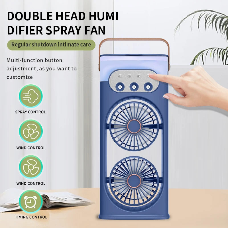 Double head spray fan, plug-in portable office desktop large wind fan, outdoor cold fan, 3-speed wind cooling fan in summer