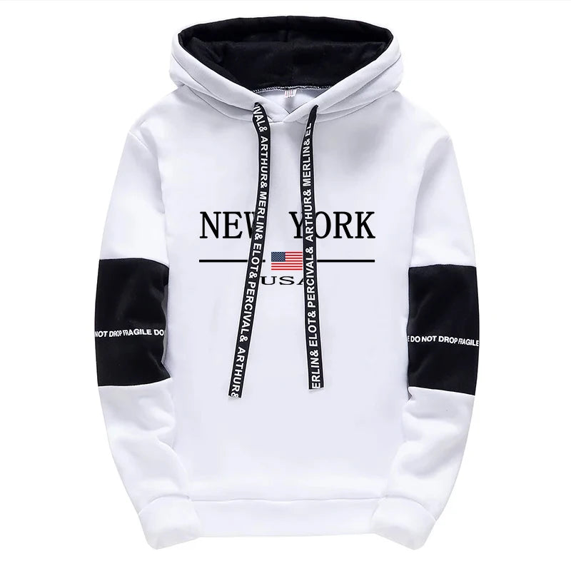 New York Hooded Sweatshirts and Elastic Sweatpants Autumn Hot Sale Mens Fashion Tracksuit Ubran Causal Sport Jogging Suits