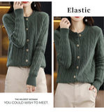 BELIARST Autumn Winter 100% Mink Cashmere Women's Clothes Round Neck Cardigan Knitted Solid Color Sweater Twisted Flower BR-050