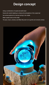 3D Colored Luminous Crystal Ball Astronomy Galaxy Crystal Sphere Beside Lamp Solar System Glassic Snow Globe Desktop Decorations