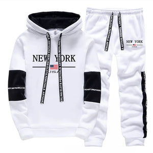 New York Hooded Sweatshirts and Elastic Sweatpants Autumn Hot Sale Mens Fashion Tracksuit Ubran Causal Sport Jogging Suits