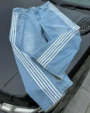 Streetwear Jeans Y2K Pants Womens Gothic Hip Hop Striped Retro Pink Baggy Jeans New High Waisted Wide Leg Trousers Clothes