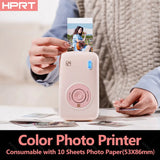 HPRT Pocket Color Photo Printer, or 2x3 inch Sticky-Backed Paper, Mini Portable HD Color Photo Printer, Bluetooth IOS Android