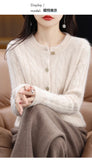 BELIARST Autumn Winter 100% Mink Cashmere Women's Clothes Round Neck Cardigan Knitted Solid Color Sweater Twisted Flower BR-050