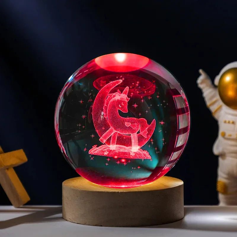 3D Colored Luminous Crystal Ball Astronomy Galaxy Crystal Sphere Beside Lamp Solar System Glassic Snow Globe Desktop Decorations