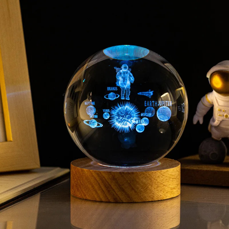 3D Colored Luminous Crystal Ball Astronomy Galaxy Crystal Sphere Beside Lamp Solar System Glassic Snow Globe Desktop Decorations