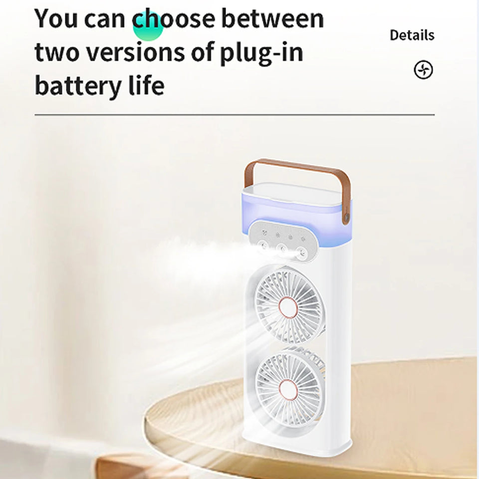Double head spray fan, plug-in portable office desktop large wind fan, outdoor cold fan, 3-speed wind cooling fan in summer