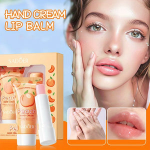 Peach Skincare Set- Nourishing and Moisturizing Hand Cream and Lip Balm Set - Soft Skin All Day Long. Holiday Gifts