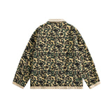 Camouflage Cargo Jacket Mens Autumn Pocket Retro Streetwear Spliced Lapel Long Sleeve Zipper Fly Outerwear Men
