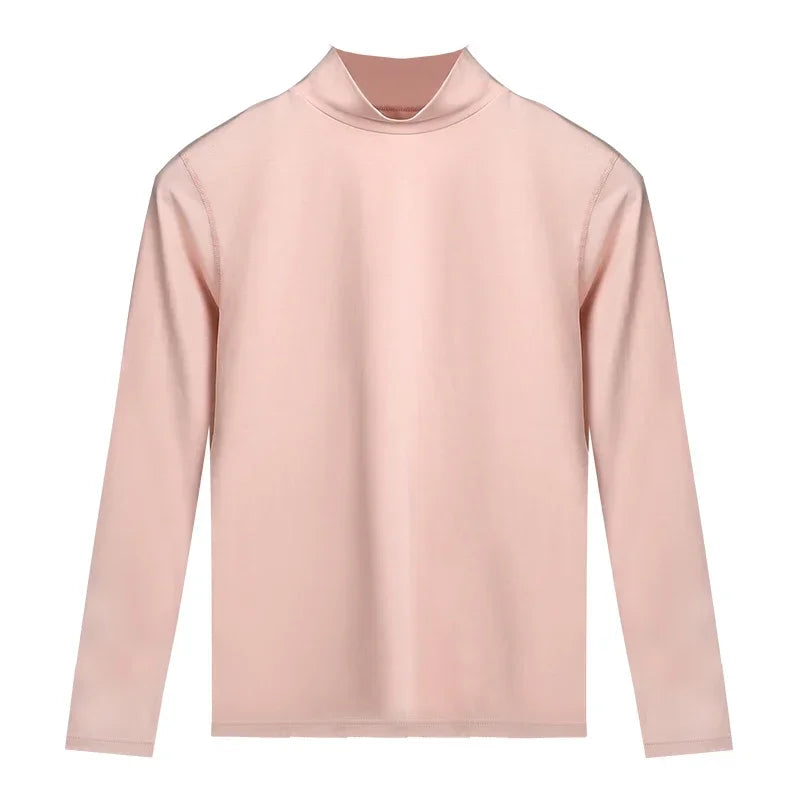 Autumn dress female autumn and winter female half high neck inside wear top single thin cotton sweater warm underwear female bas