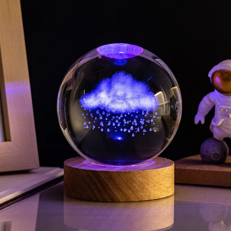 3D Colored Luminous Crystal Ball Astronomy Galaxy Crystal Sphere Beside Lamp Solar System Glassic Snow Globe Desktop Decorations
