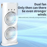 2 In 1 Dual Fan Three Hole Spray Humidification Fan Summer Office Home Air Cooling Fan With 7 Colorful Night Lights Humidifier