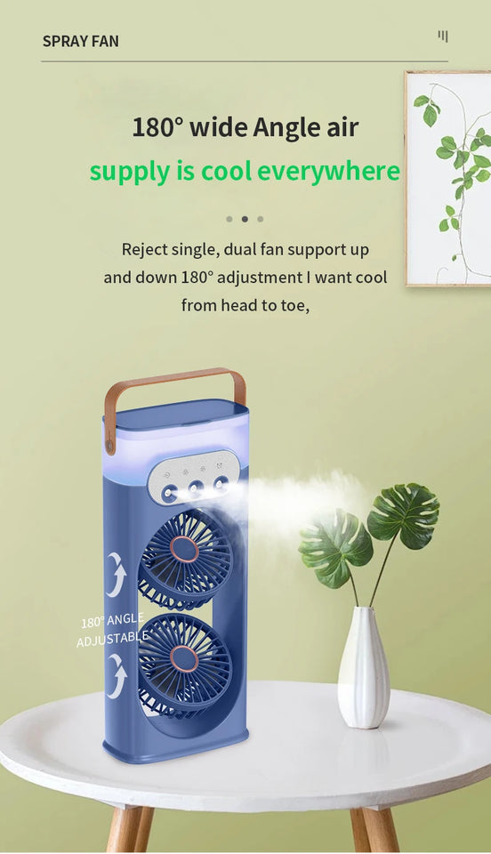 Double head spray fan, plug-in portable office desktop large wind fan, outdoor cold fan, 3-speed wind cooling fan in summer