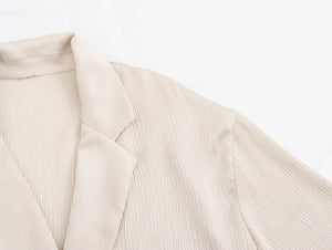 Autumn New Women's Clothing European And American Style Fashionable Wrinkled Suit Jacket Casual Pants Set