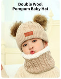 Cute Double Wool Pompom Baby Hat Children Cap Warm Autumn Winter Hats For Kids Boys Girls Knitted Warmer Beanie Caps Bonnet