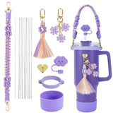 Water Bottle & Cup Accessories for Stanley Cup Accessory Set Hand-made Straw Cap Case Charm Chain Pendant Cup Cover Party Gift