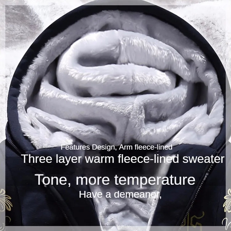 Autumn Men Jacket Set Fashion Embroidered Warm Male Hooded Coat Trends Versatile Top Clothing Locomotive Streetwear Casual Pants
