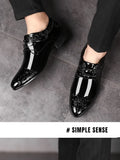 Shoes for Men Casual Business Dress Shoes Lace Up Formal Black Patent Leather Brogue Shoes for Male Wedding Party Office Oxfords