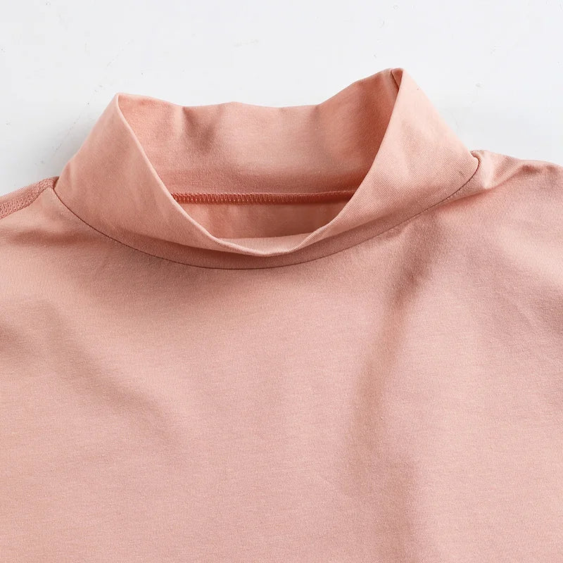 Autumn dress female autumn and winter female half high neck inside wear top single thin cotton sweater warm underwear female bas