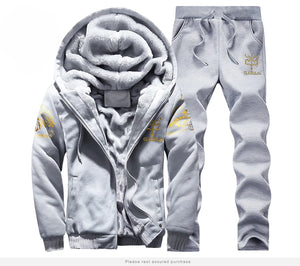 Autumn Men Jacket Set Fashion Embroidered Warm Male Hooded Coat Trends Versatile Top Clothing Locomotive Streetwear Casual Pants