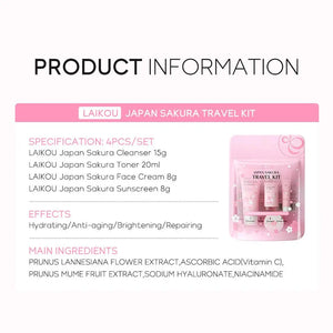Sakura Skin Care Sets & Kits With Cleanser,Serum,Eye Cream,essence Cream Beauty Products For Women Gift Sets Routine Travel Kit