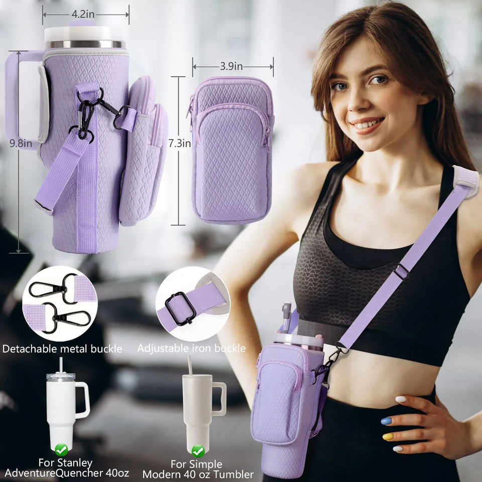 Water Bottle Bag for Stanley 40oz 2.0 Handbag with Metal Buckle Insulated Cup Portable Storage Bag for Stanley Cup Accessories