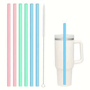 6pcs Replacement Straws for Stanley Cup with Cleaning Brushes Reusable Straws for Stanely Cup