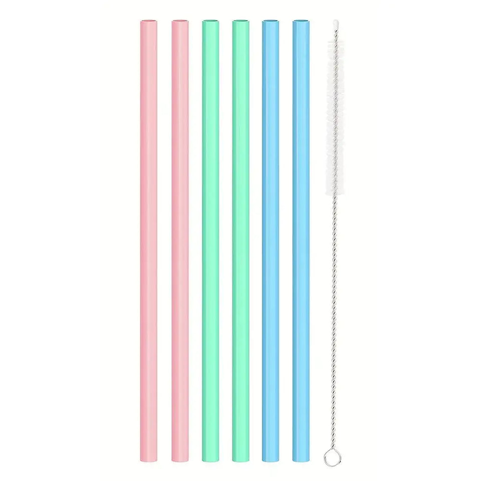 6pcs Replacement Straws for Stanley Cup with Cleaning Brushes Reusable Straws for Stanely Cup