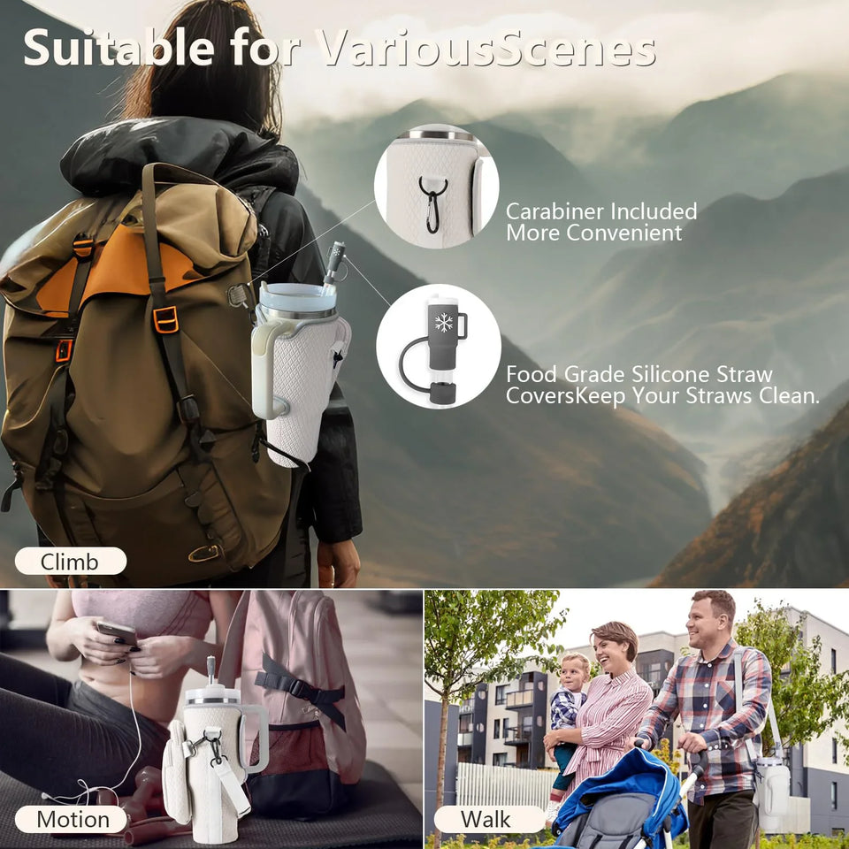 Water Bottle Bag for Stanley 40oz 2.0 Handbag with Metal Buckle Insulated Cup Portable Storage Bag for Stanley Cup Accessories
