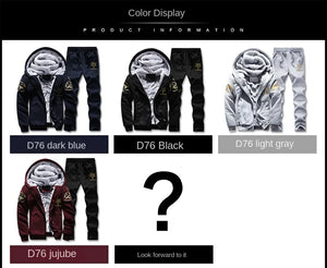 Autumn Men Jacket Set Fashion Embroidered Warm Male Hooded Coat Trends Versatile Top Clothing Locomotive Streetwear Casual Pants