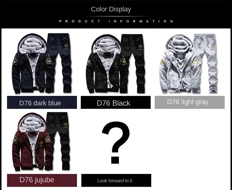 Autumn Men Jacket Set Fashion Embroidered Warm Male Hooded Coat Trends Versatile Top Clothing Locomotive Streetwear Casual Pants