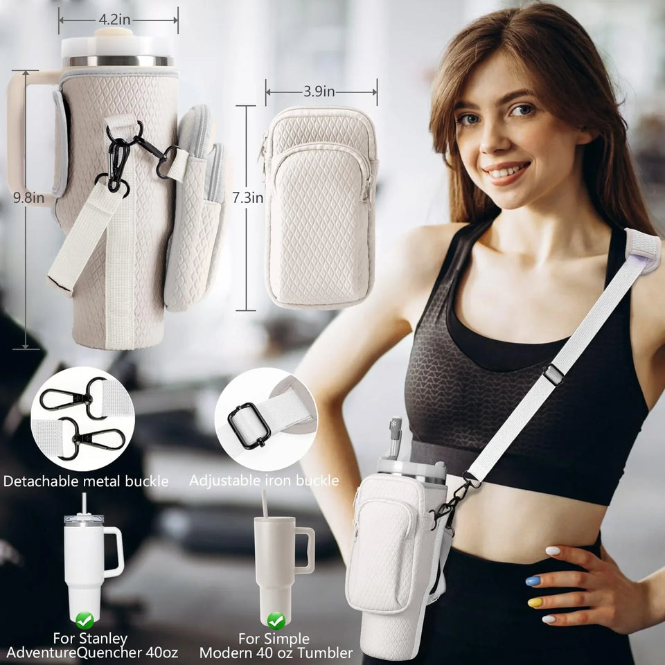 Water Bottle Bag for Stanley 40oz 2.0 Handbag with Metal Buckle Insulated Cup Portable Storage Bag for Stanley Cup Accessories