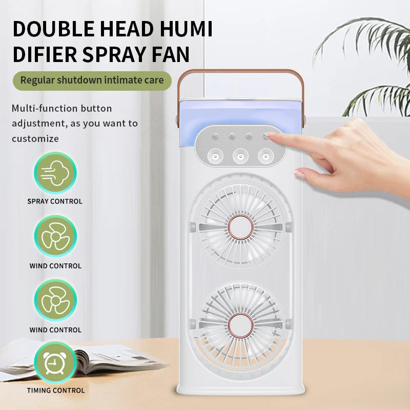 Double head spray fan, plug-in portable office desktop large wind fan, outdoor cold fan, 3-speed wind cooling fan in summer