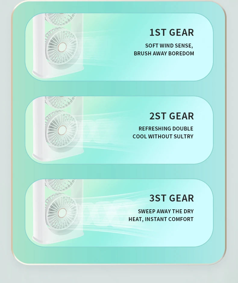 Double head spray fan, plug-in portable office desktop large wind fan, outdoor cold fan, 3-speed wind cooling fan in summer