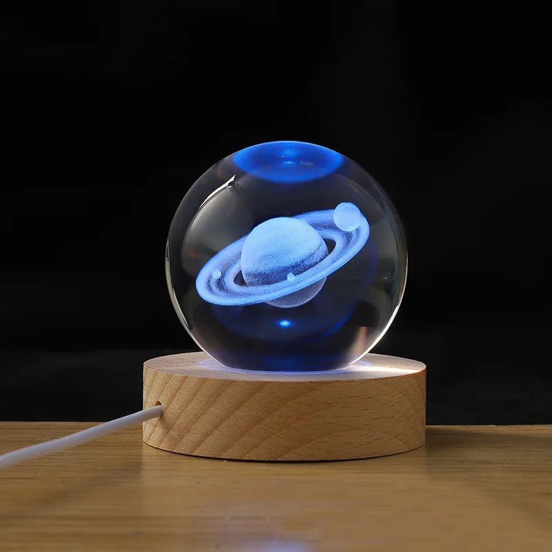 3D Colored Luminous Crystal Ball Astronomy Galaxy Crystal Sphere Beside Lamp Solar System Glassic Snow Globe Desktop Decorations