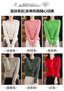 BELIARST Autumn Winter 100% Mink Cashmere Women's Clothes Round Neck Cardigan Knitted Solid Color Sweater Twisted Flower BR-050