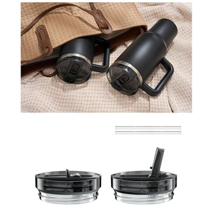 B84B-Replacement Cups Lids 2PCS For Stanley For 40Oz With 2 Straws, Leakproof Cup Lids