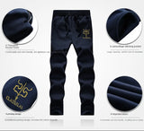 Autumn Men Jacket Set Fashion Embroidered Warm Male Hooded Coat Trends Versatile Top Clothing Locomotive Streetwear Casual Pants