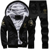 Autumn Men Jacket Set Fashion Embroidered Warm Male Hooded Coat Trends Versatile Top Clothing Locomotive Streetwear Casual Pants