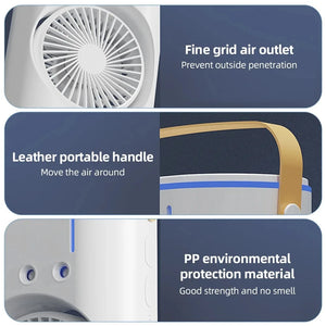 2 In 1 Dual Fan Three Hole Spray Humidification Fan Summer Office Home Air Cooling Fan With 7 Colorful Night Lights Humidifier