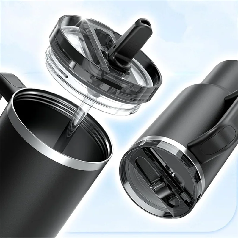 B84B-Replacement Cups Lids 2PCS For Stanley For 40Oz With 2 Straws, Leakproof Cup Lids