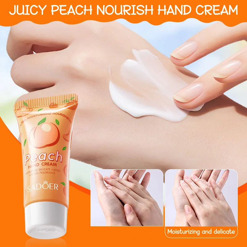 Peach Skincare Set- Nourishing and Moisturizing Hand Cream and Lip Balm Set - Soft Skin All Day Long. Holiday Gifts
