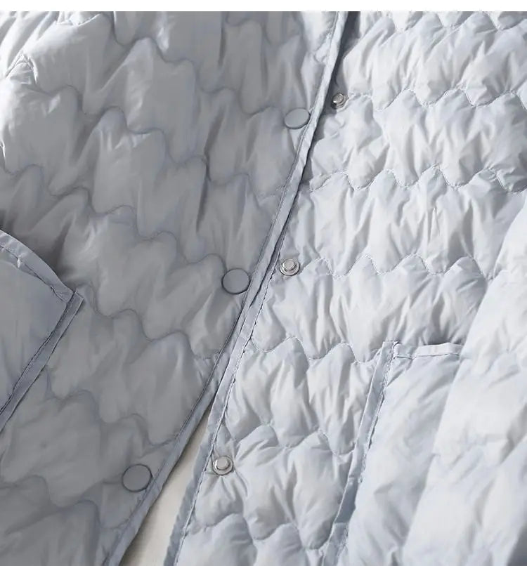 Autumn Winter Women Clothing Lightweight Quilted Jackets Warm Parkas Single-breasted Long Sleeve Windproof Short Outerwear Loose