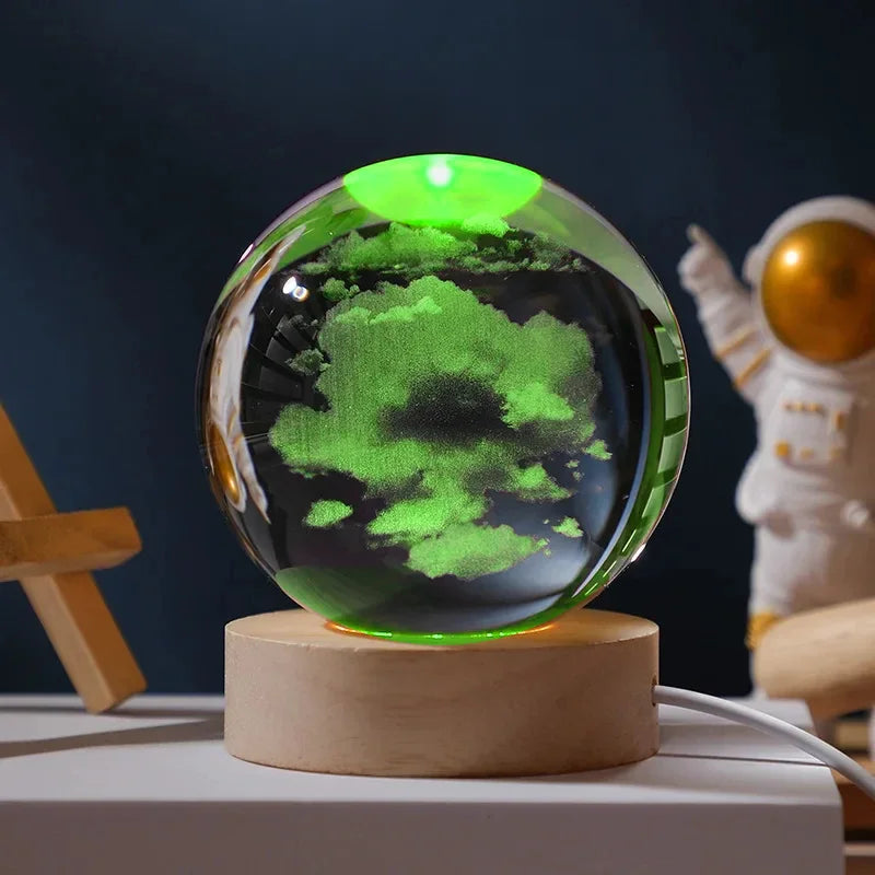3D Colored Luminous Crystal Ball Astronomy Galaxy Crystal Sphere Beside Lamp Solar System Glassic Snow Globe Desktop Decorations
