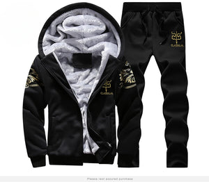 Autumn Men Jacket Set Fashion Embroidered Warm Male Hooded Coat Trends Versatile Top Clothing Locomotive Streetwear Casual Pants
