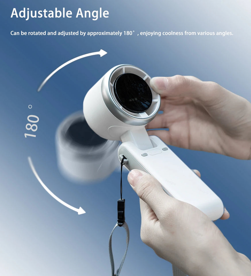 2025 New Hand-held LED Display 180 Degree Folding Desktop Mini Fan Hanging Neck Outdoor Folding High-speed Powerful Turbo Fan
