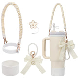 Bling For Stanley Cup Accessories Tumbler Include Glitter Bow Straw Topper Cover, Water Bottle Handle Strap, Boot, Keychain Gift