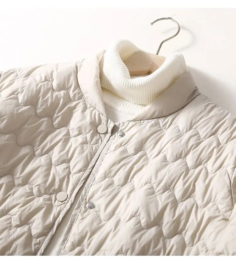 Autumn Winter Women Clothing Lightweight Quilted Jackets Warm Parkas Single-breasted Long Sleeve Windproof Short Outerwear Loose